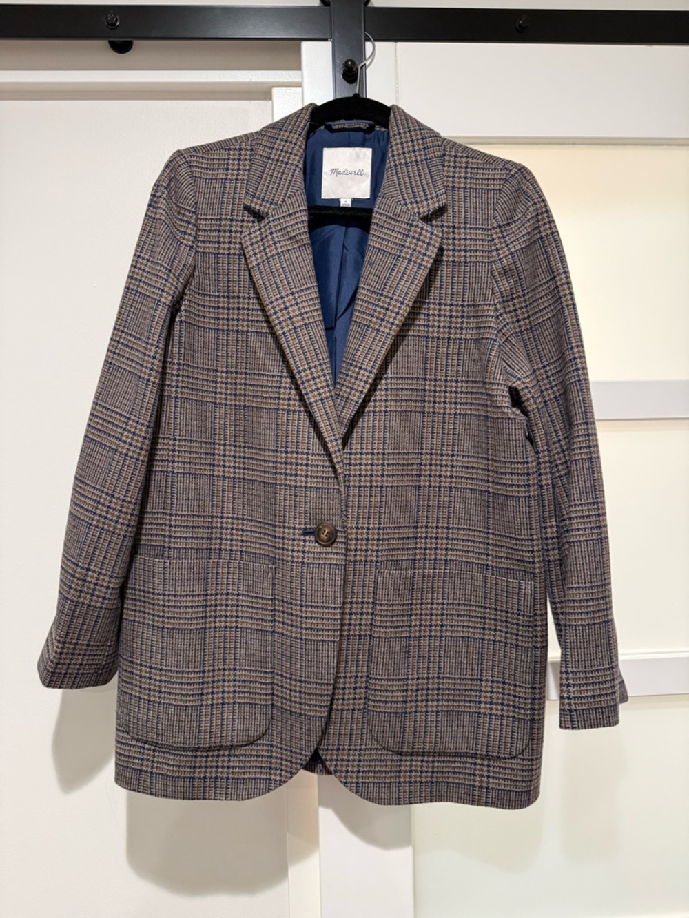 Madewell Plaid Blazer in Brown and Navy